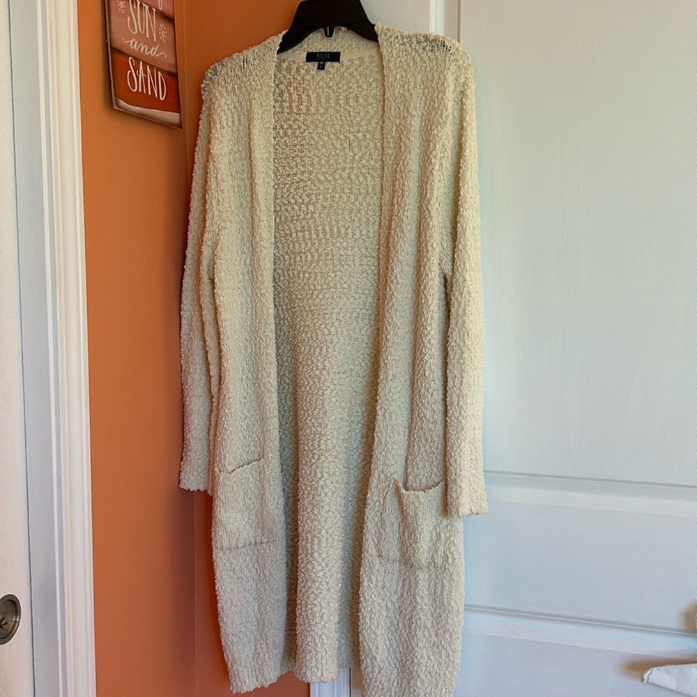 Long cream popcorn cardigan